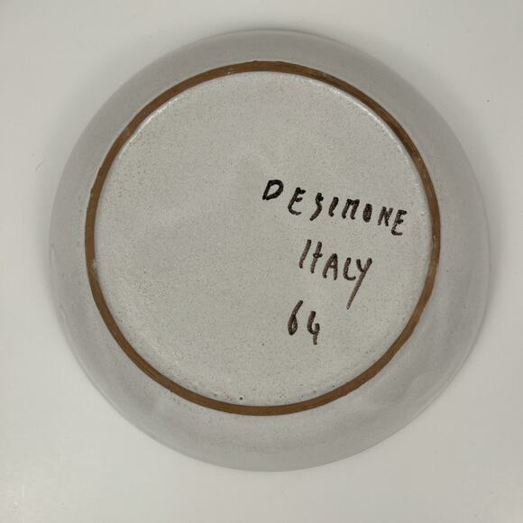 DeSimone Pasta Bowl Art Pottery Ceramic MCM Italian Handpainted 8.5 Inch Face 1 - Picture 4 of 5